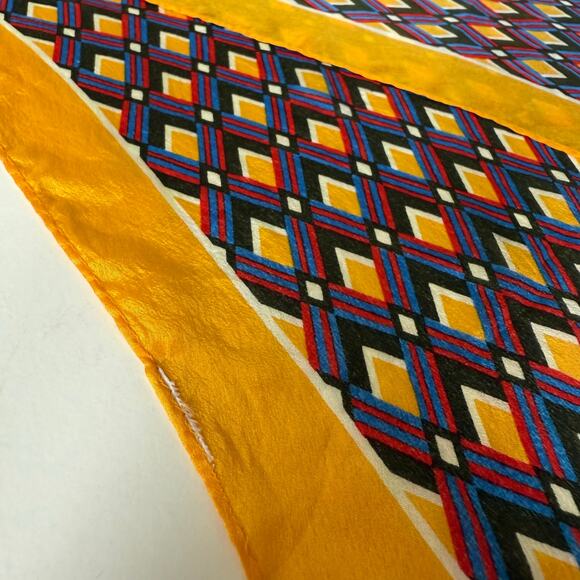 Vintage Geometric Silk Oblong Scarf Gold Retro Glam Diamond Print 41.5 x 12.5 in - Picture 4 of 13